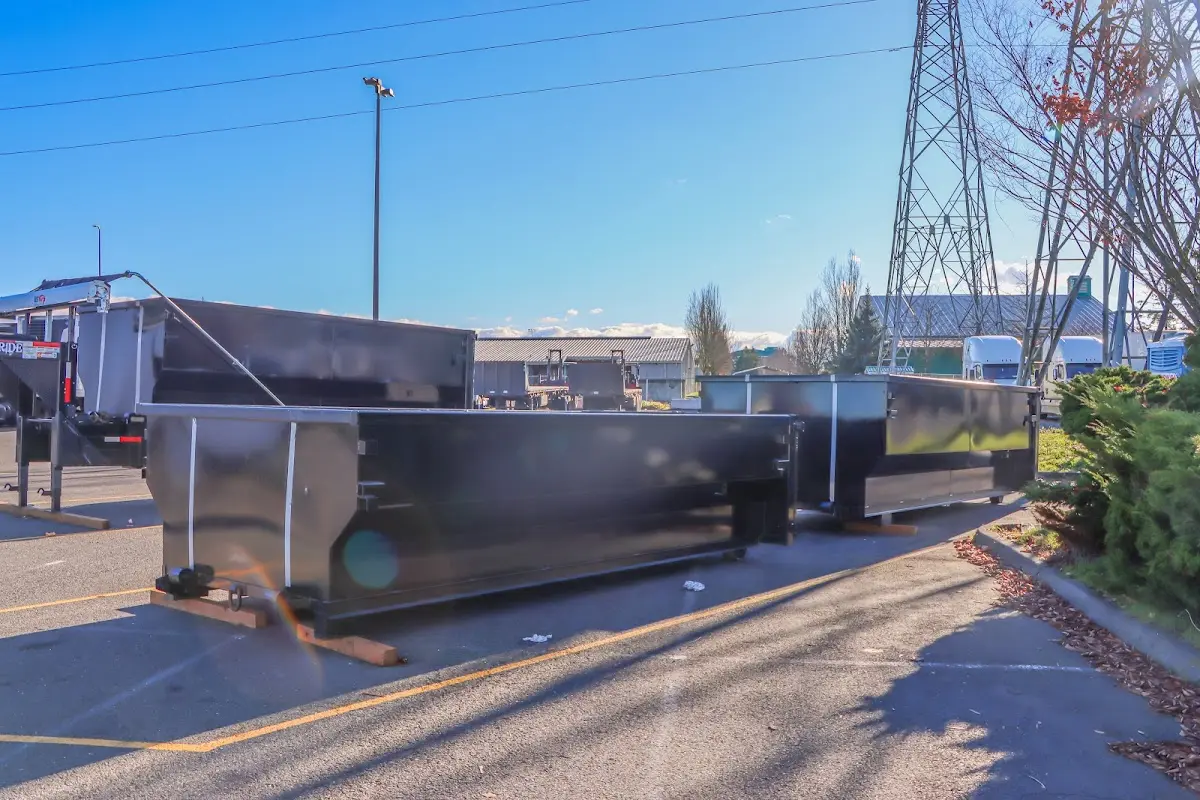 Roll-off dumpster ready for waste disposal at job site for Roll Off Dumpster Rental in Franklin